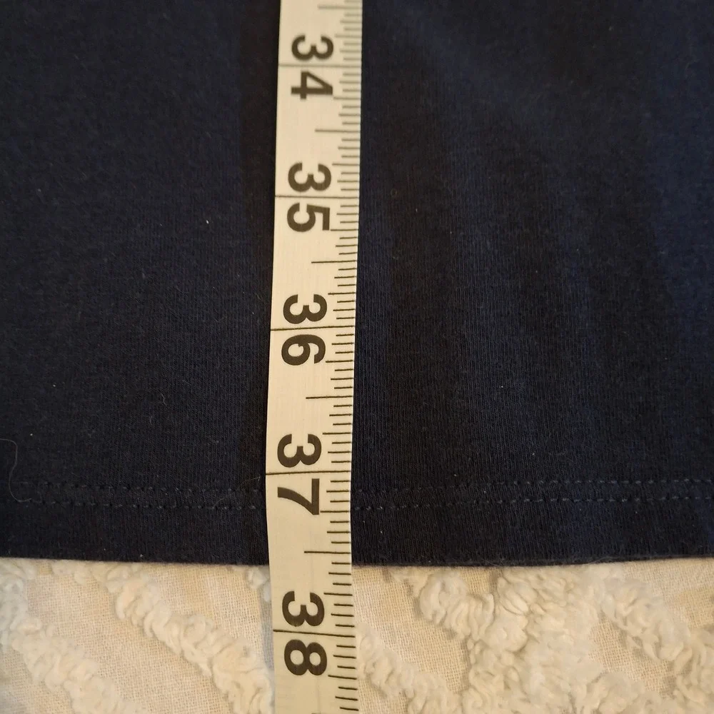 LL Bean‎ Medium Striped Cap Sleeve Dress Navy Red Cotton Blend Stretch